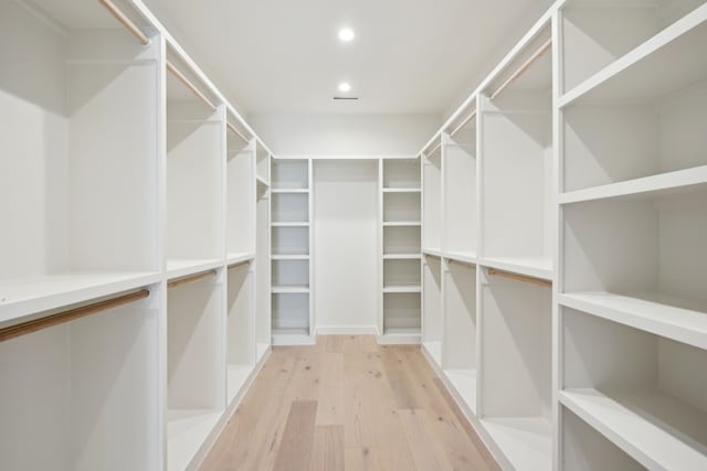 spacious closet with light wood-type flooring