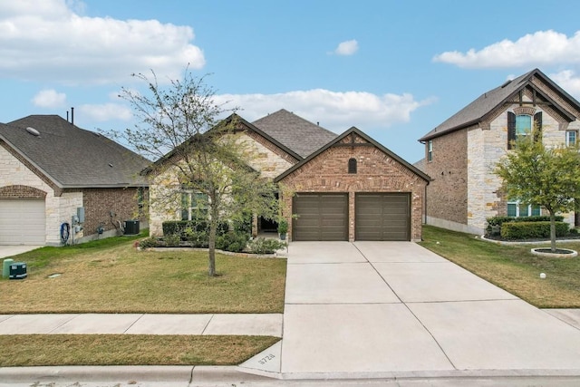 view of front of home featuring a front lawn and central air condition unit