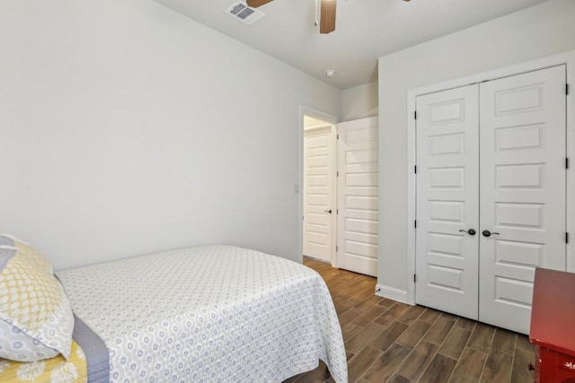 bedroom with a closet and ceiling fan