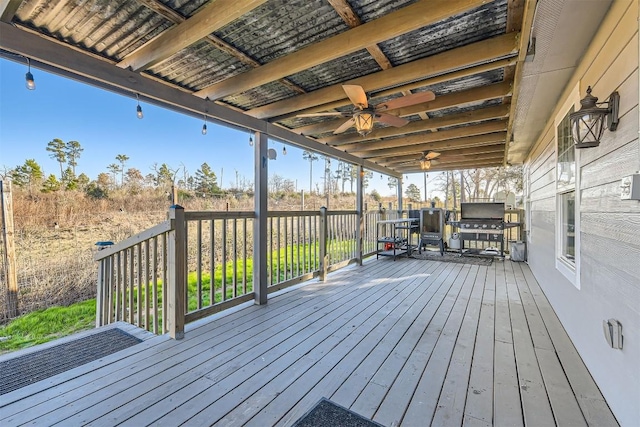 deck featuring ceiling fan