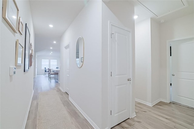 hallway featuring light wood-type flooring