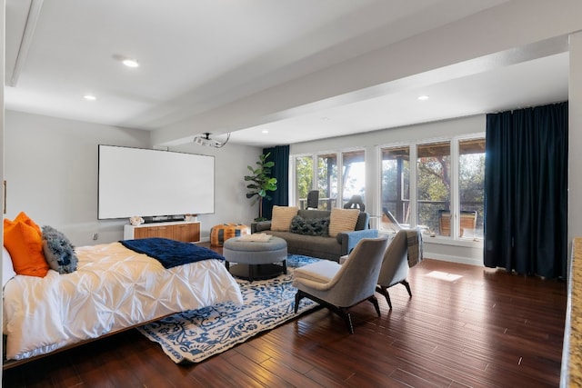 bedroom with dark wood-type flooring