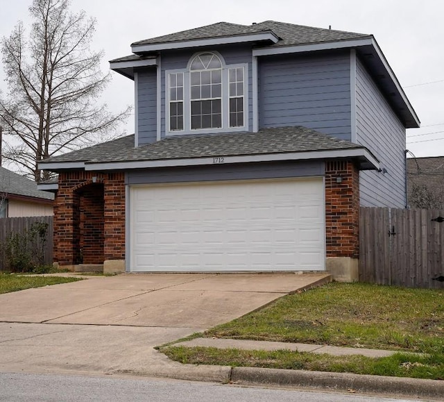 exterior space with a garage