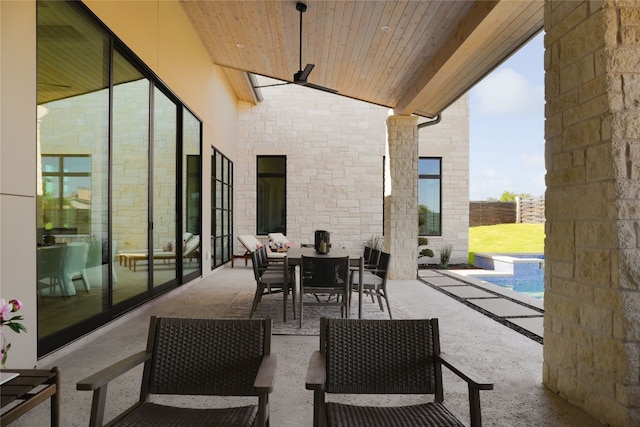 17216 Morning Grove Ln, Austin, TX 78738 - view of patio / terrace featuring ceiling fan and outdoor dining area