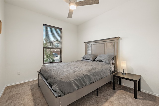 bedroom with carpet flooring and ceiling fan