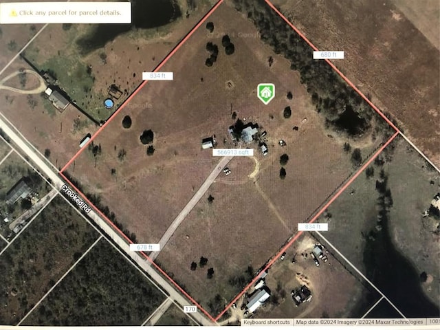 377 Crooked Rd, Dale, TX 78616 - aerial map of property and surrounding area with property boundaries highlighted