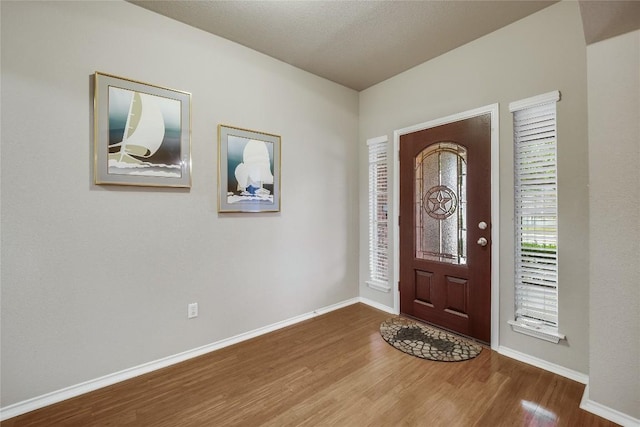 entryway with wood-type flooring