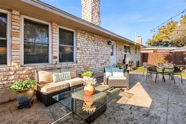 view of patio / terrace featuring an outdoor living space