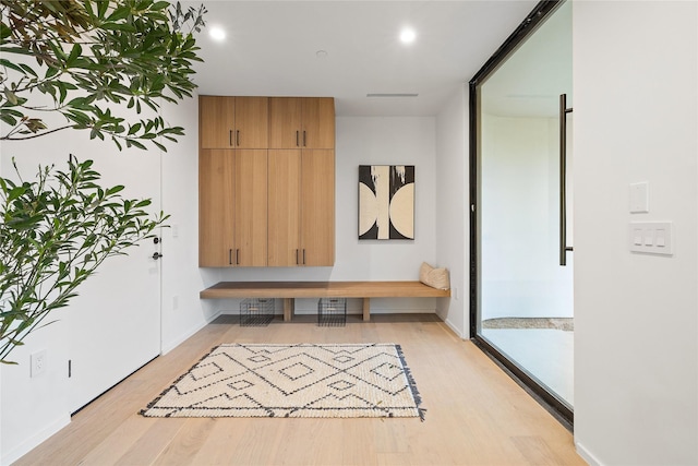 mudroom with light wood-type flooring