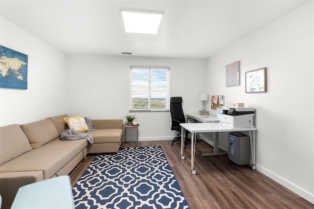 office area with hardwood / wood-style floors