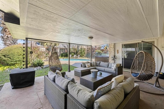 view of patio featuring an outdoor hangout area