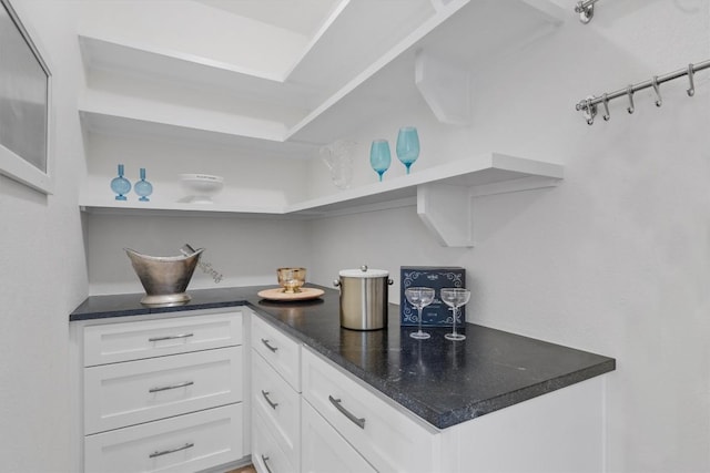 kitchen with white cabinets