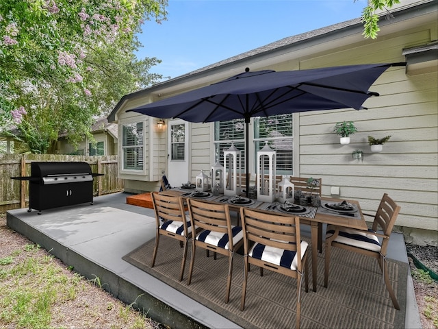 view of patio / terrace featuring a grill