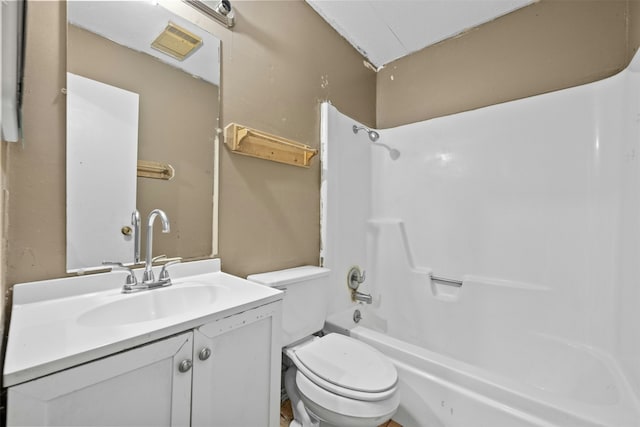 full bathroom featuring vanity, shower / bathtub combination, and toilet