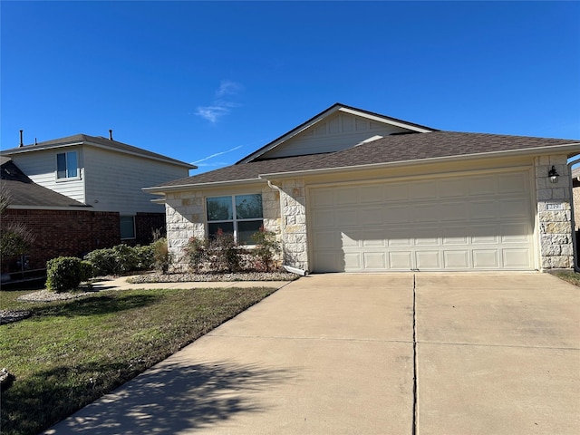 single story home with a garage