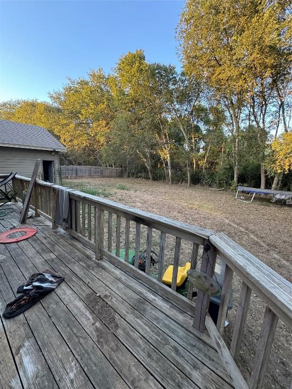 deck with a trampoline