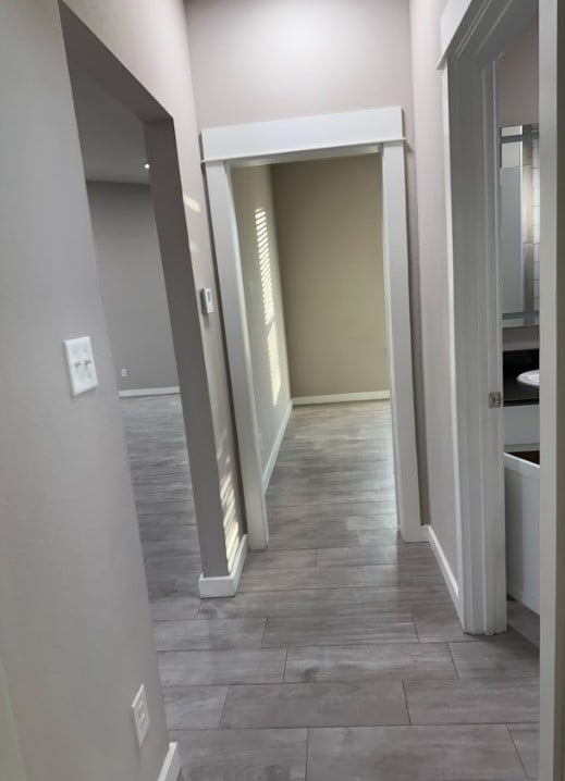 427 Pintail Loop, San Marcos, TX 78666 - hallway with wood finished floors and baseboards