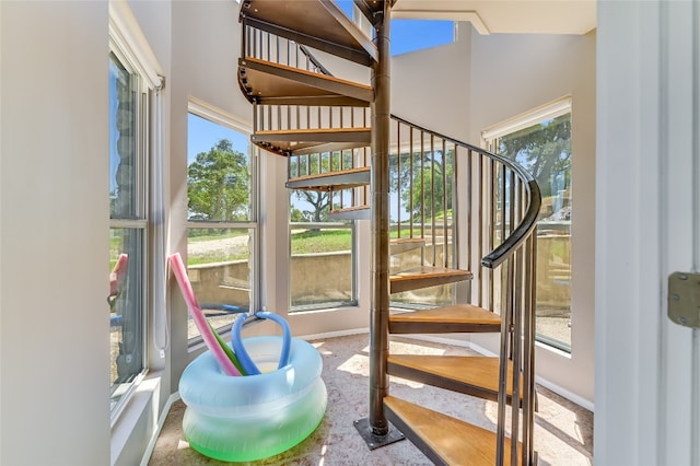 interior space featuring carpet flooring and plenty of natural light