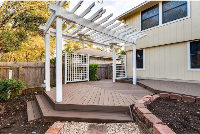 wooden terrace featuring a pergola