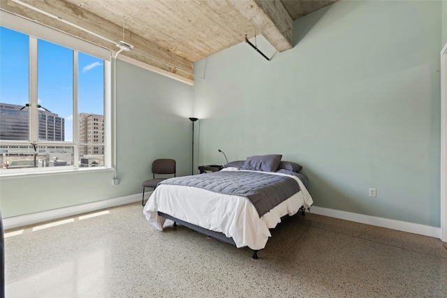 710 Colorado St Unit 5F, Austin, TX 78701 - bedroom featuring baseboards, speckled floor, and a view of city