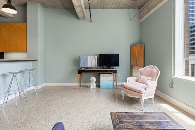 710 Colorado St Unit 5F, Austin, TX 78701 - sitting room featuring speckled floor and baseboards