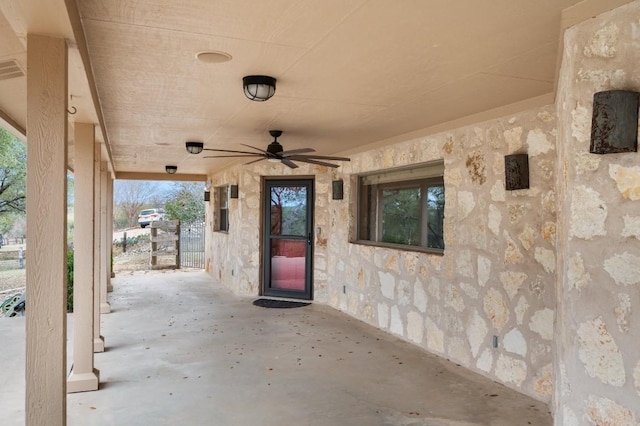 view of patio with ceiling fan