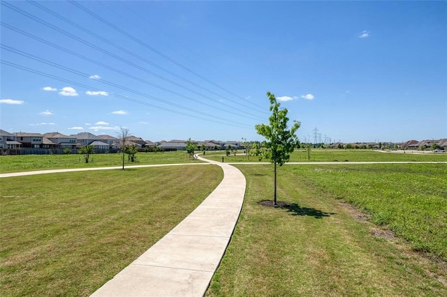 view of community with a lawn and a residential view