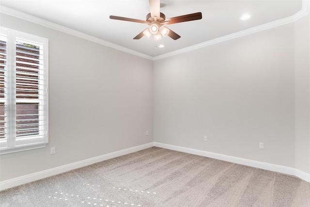 20104 Byrd Ave, Lago Vista, TX 78645 - unfurnished room with carpet floors, ceiling fan, crown molding, and recessed lighting