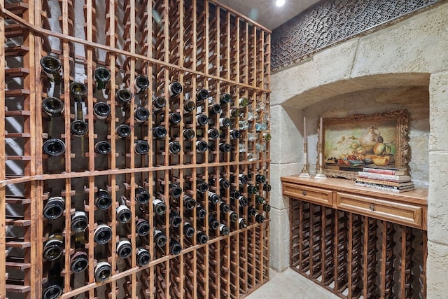 view of wine cellar