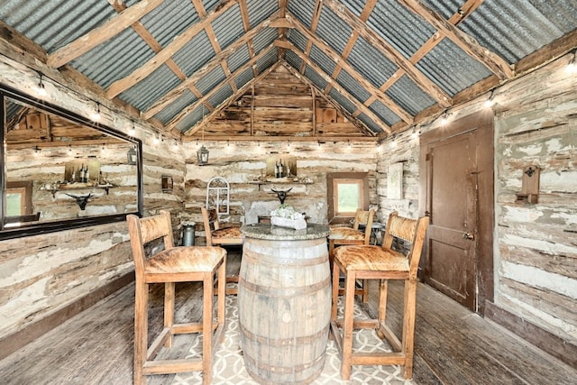 interior space with high vaulted ceiling