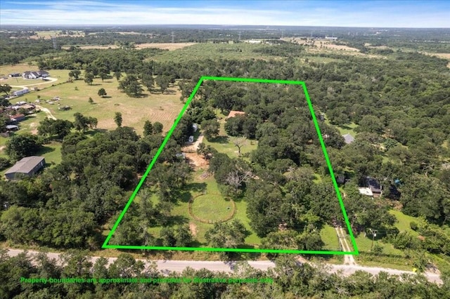 371 Youngs Prairie Rd, Elgin, TX 78621 - view of property location featuring property boundaries highlighted and a heavily wooded area
