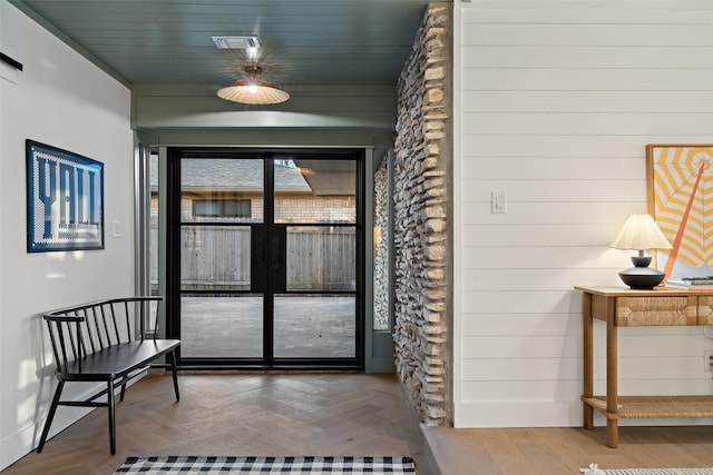 interior space featuring parquet floors