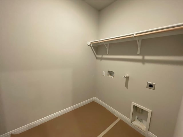 clothes washing area featuring gas dryer hookup, washer hookup, and electric dryer hookup