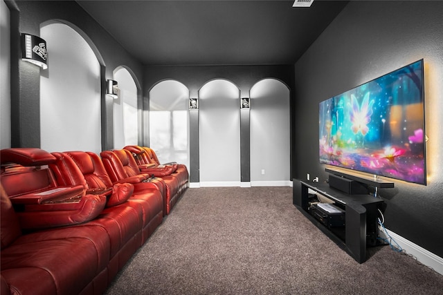 view of carpeted home theater