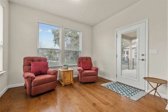 living area featuring hardwood / wood-style flooring