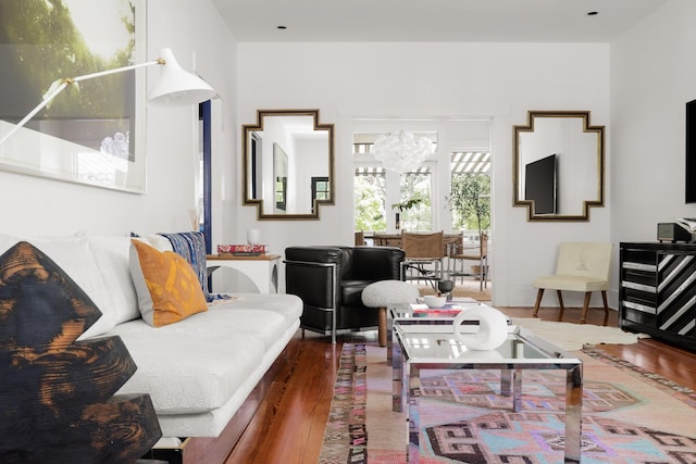 living room with hardwood / wood-style floors