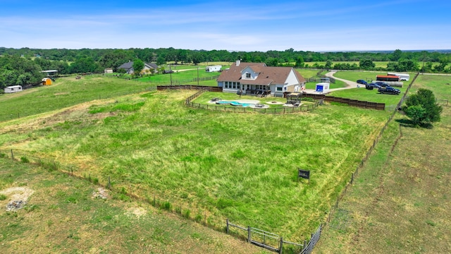 drone / aerial view with a rural view