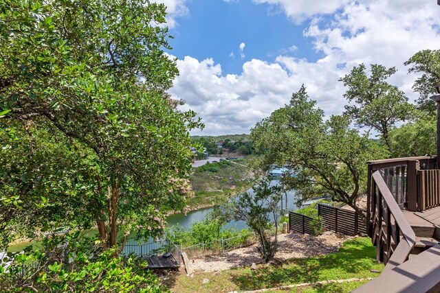 water view featuring fence