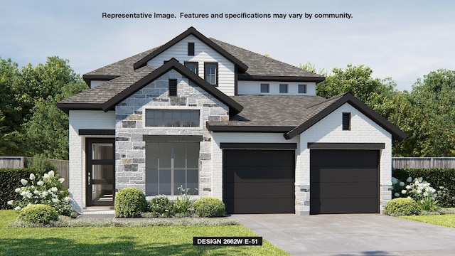 view of front of house with a garage