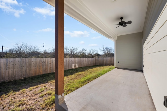 view of patio with ceiling fan