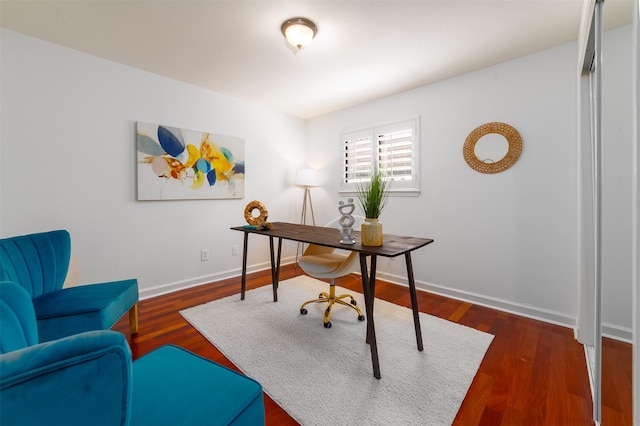 office space featuring dark hardwood / wood-style floors