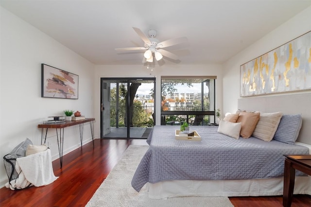2918 Ranch Road 620th Rd N Unit B-109, Austin, TX 78734 - bedroom featuring access to exterior, wood finished floors, and ceiling fan