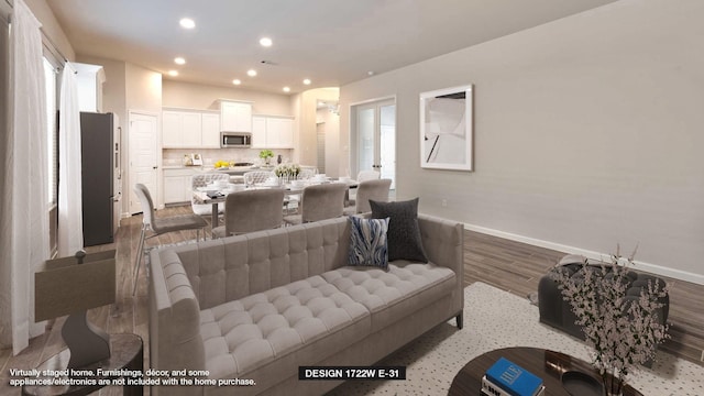 living room with hardwood / wood-style floors