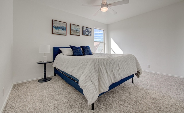 bedroom featuring carpet flooring and ceiling fan