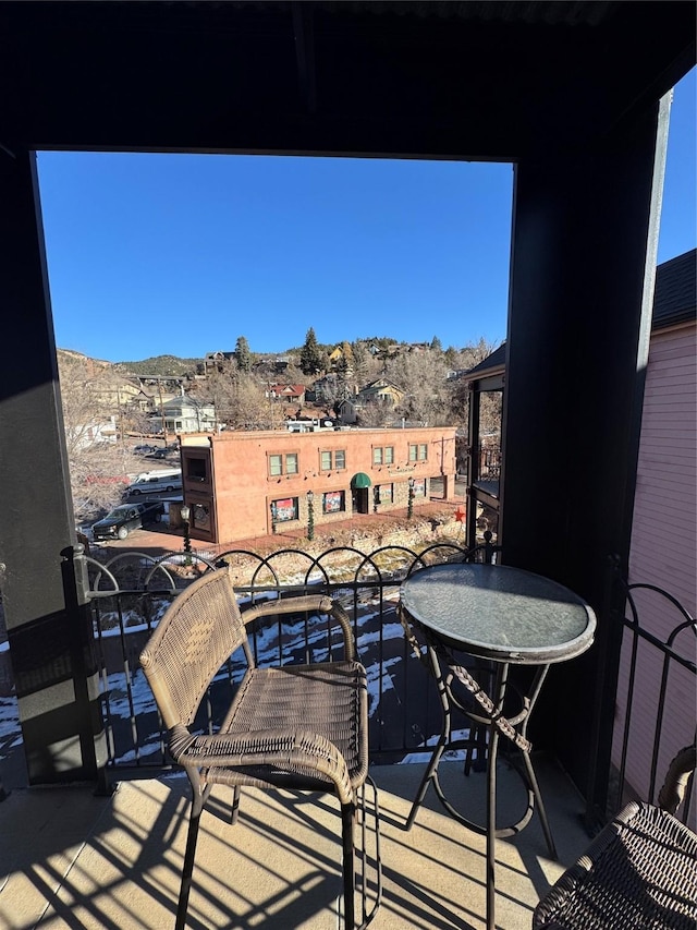 balcony with a mountain view