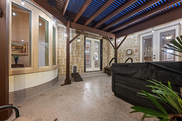 view of patio / terrace with french doors and a pergola