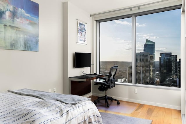 bedroom featuring wood-type flooring