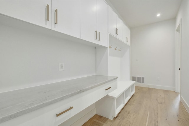 mudroom featuring light hardwood / wood-style flooring