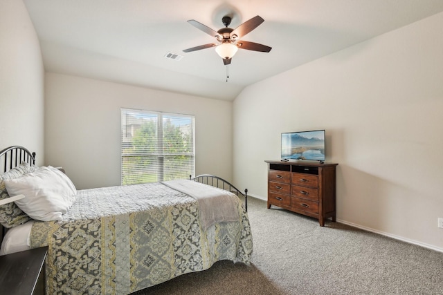 bedroom featuring carpet flooring and ceiling fan