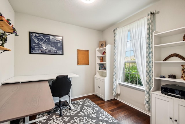 office area with dark hardwood / wood-style flooring